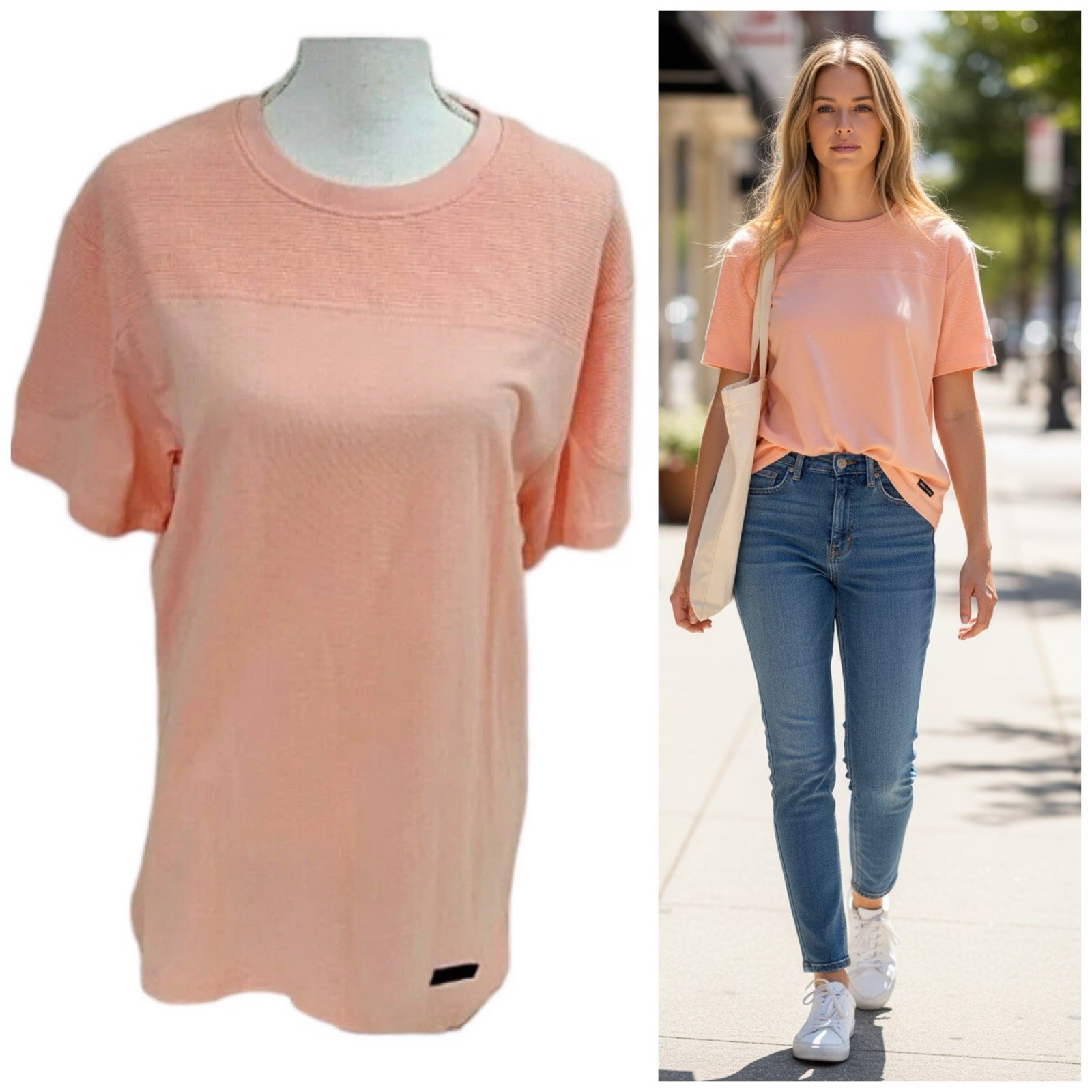WT02 Top Womens Large Orange Ribbed Athleisure Minimal Capsule Harvest Autumn