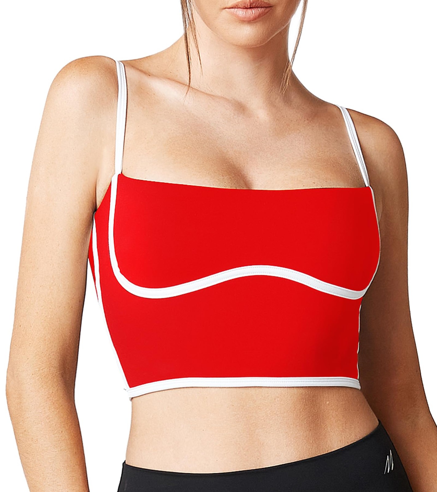 Move With You Sleeveless Spaghetti Strap Padded Sports Bra Tank Tops Square Neck