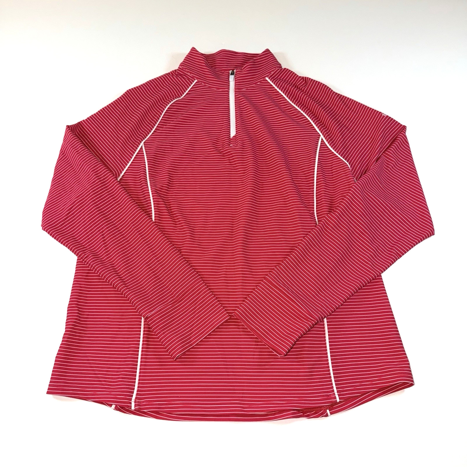 Johnnie-O Performance 1/4 Zip Long Sleeve Golf Pullover Pink & White Size XL EUC