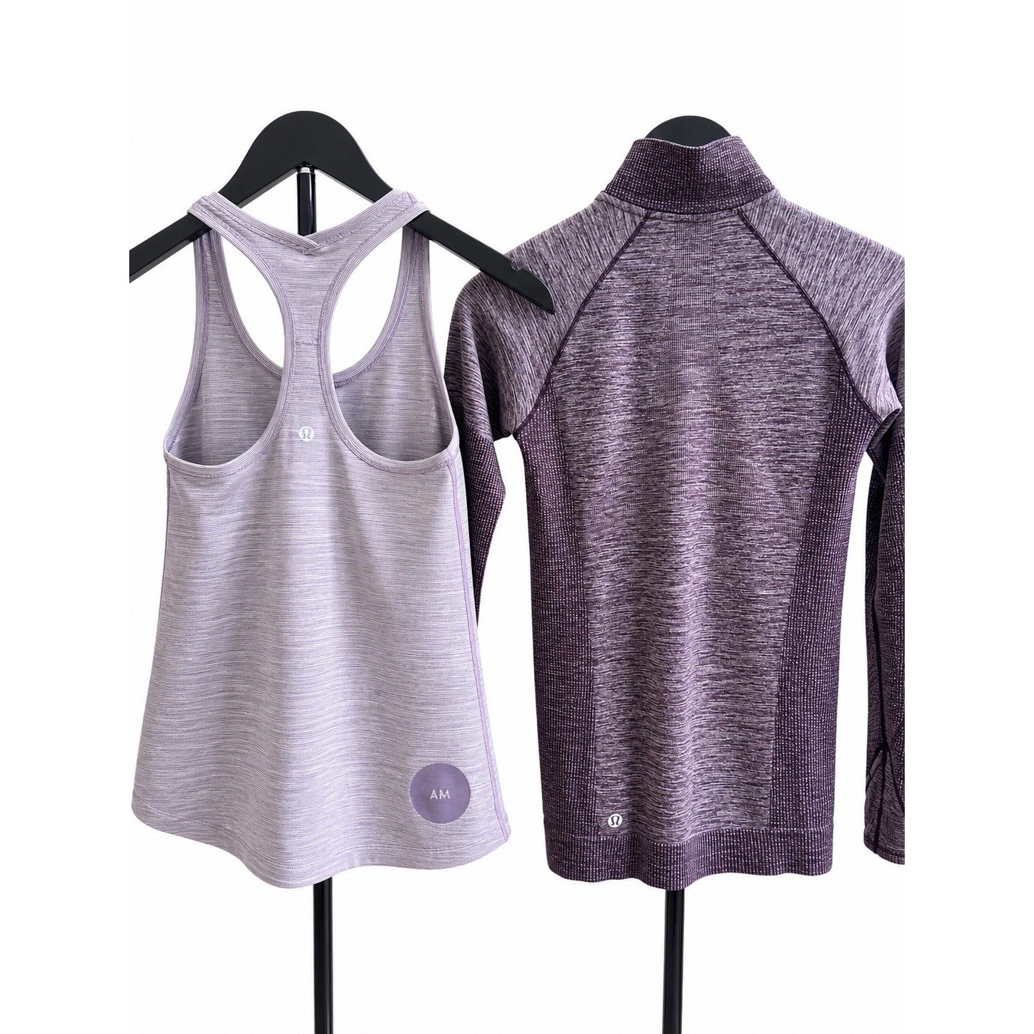 2PC- Lululemon Swiftly Wool 1/2 ZipBlack Cherry / White + Cool Racer Back Tank 2