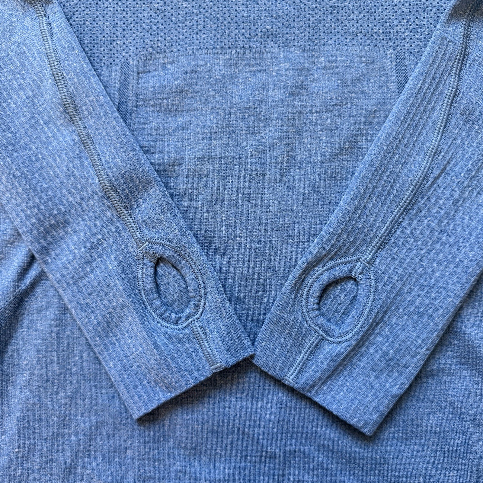 Lululemon Swiftly Tech 1.0 LS Heathered Blue Seamless Training Shirt Size 6 EUC