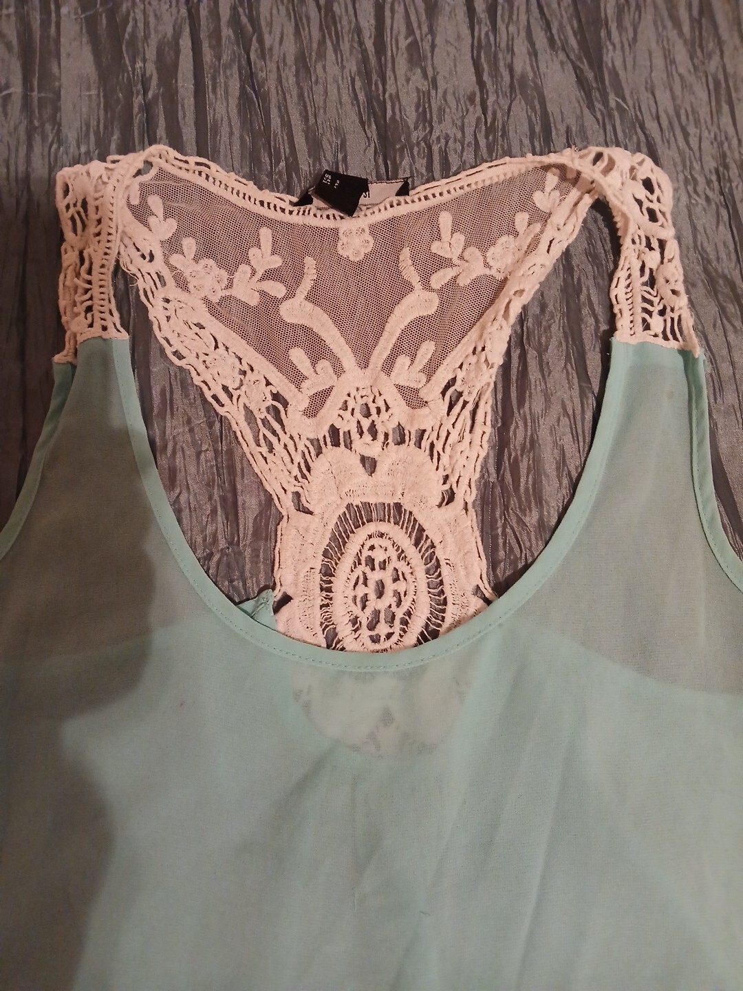 Forever 21 Tank Women Junior Ocean Blue Green Sexy S Or M Embroidery Blouse Top