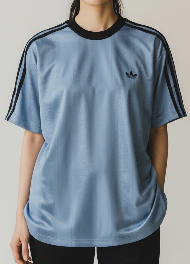 NWT Adidas Originals Jacquard Jersey Blue Black Woman’s M JV9644 T Shirt