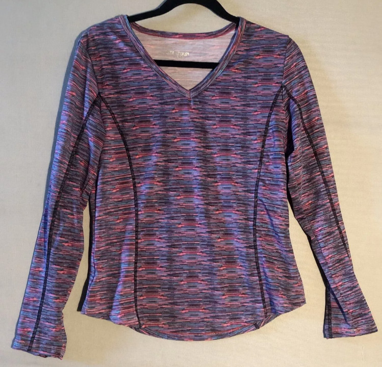 Starting Point Women L Pink Purple Blue Long Sleeve Active Quick Dry Stretch Top