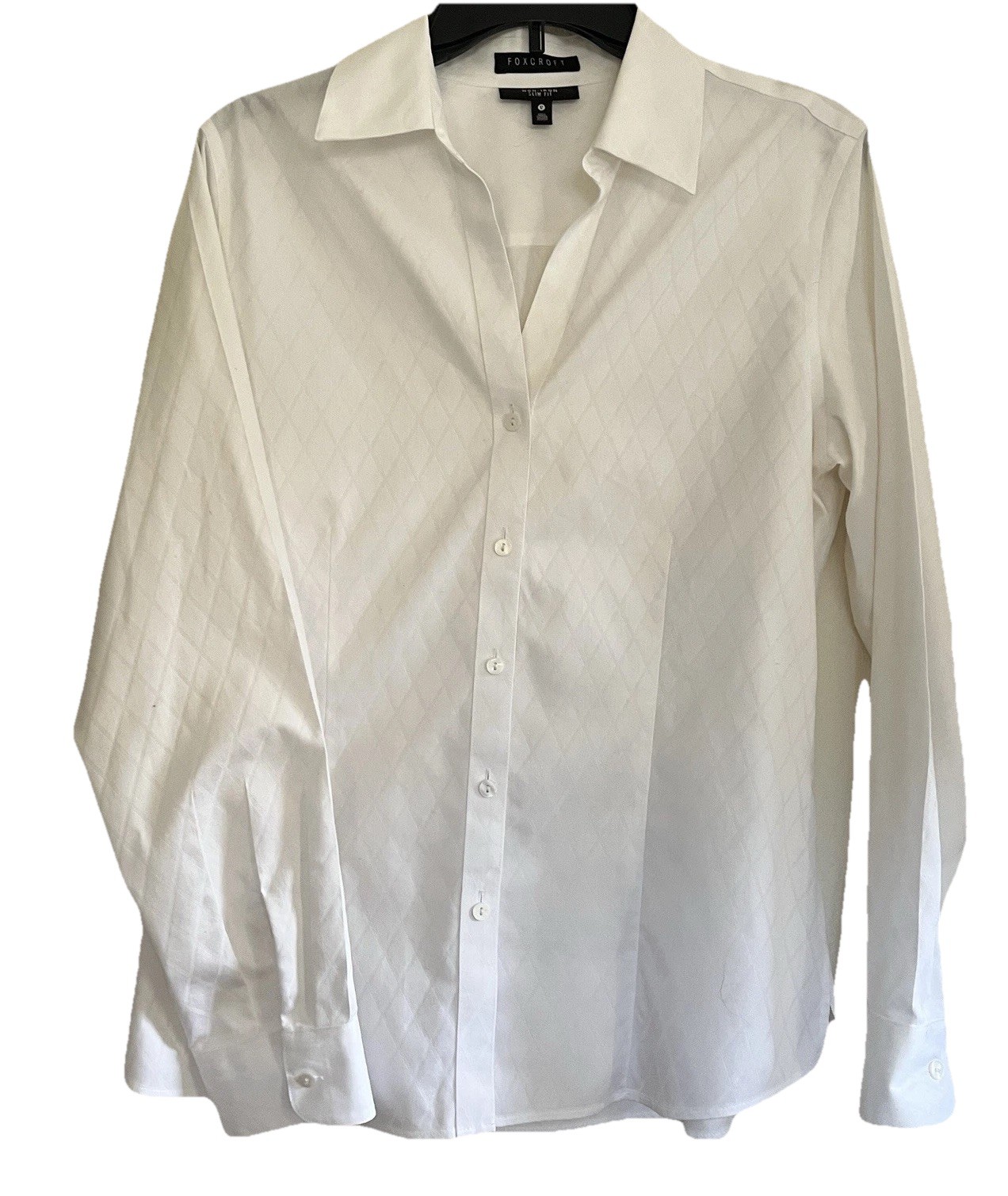 Foxcroft NYC Women’s Dianna LS PPO Non-Iron Pinpoint Fitted Shirt Sz 12