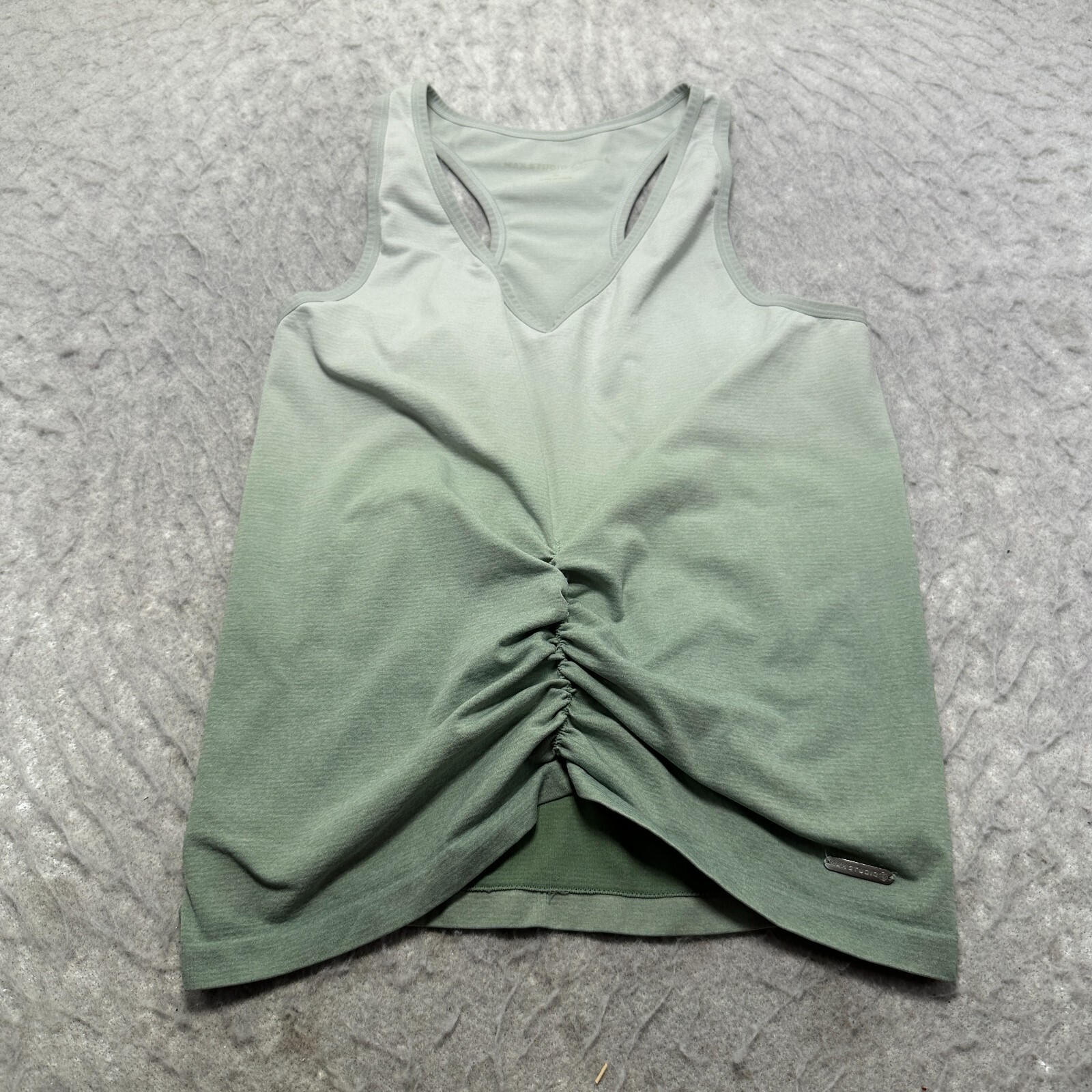 Max Studio Performance Workout Tank Top Green Scrunch Front Womens Size Medium M
