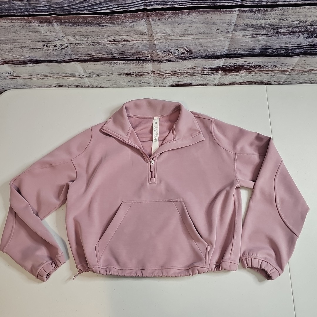 Lululemon Brushed Softstreme Half Zip Pullover Sweatshirt Rose Blush – Size 6