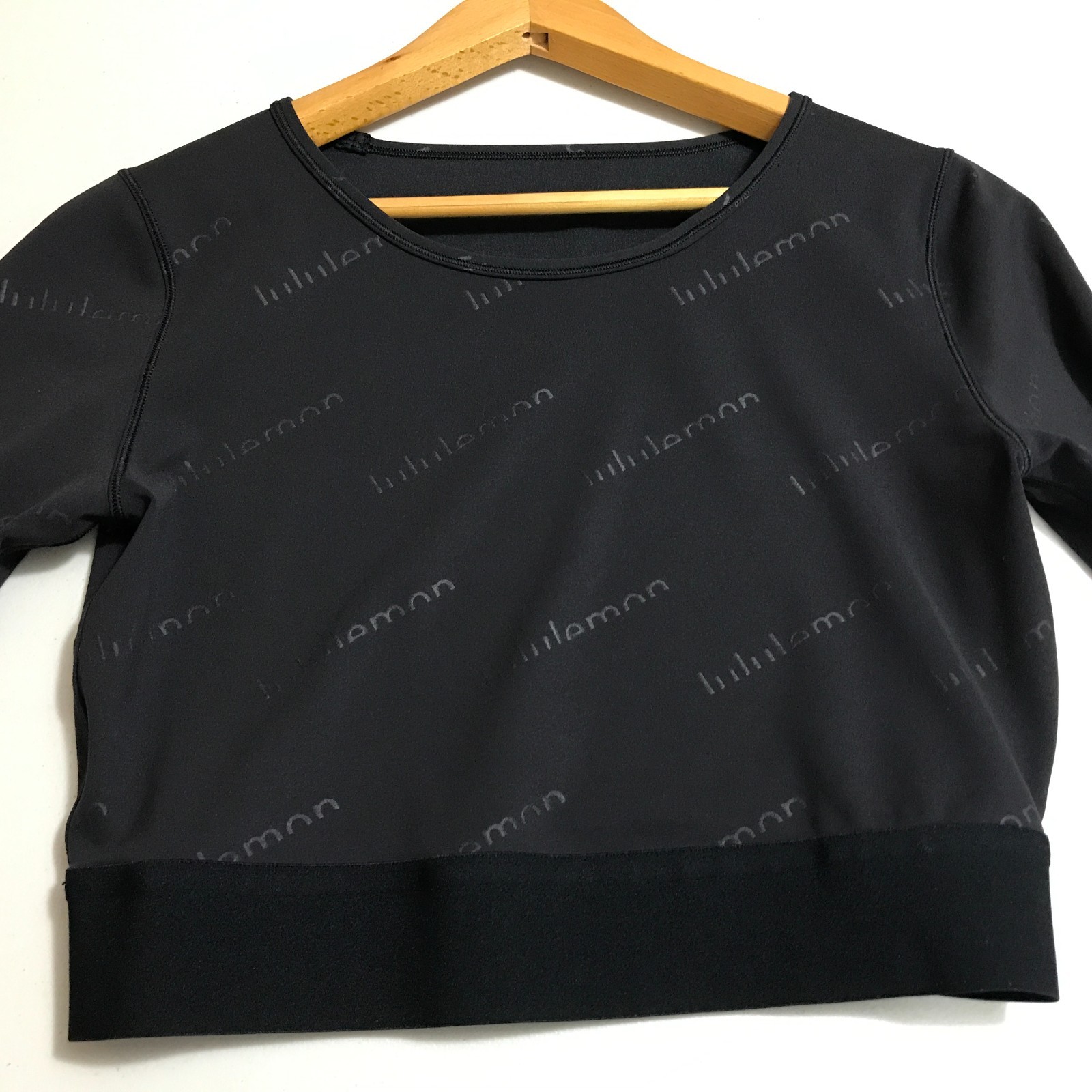 Lululemon Wunder Train Cropped Long Sleeve Special Edition Black W3EDKS Size 10