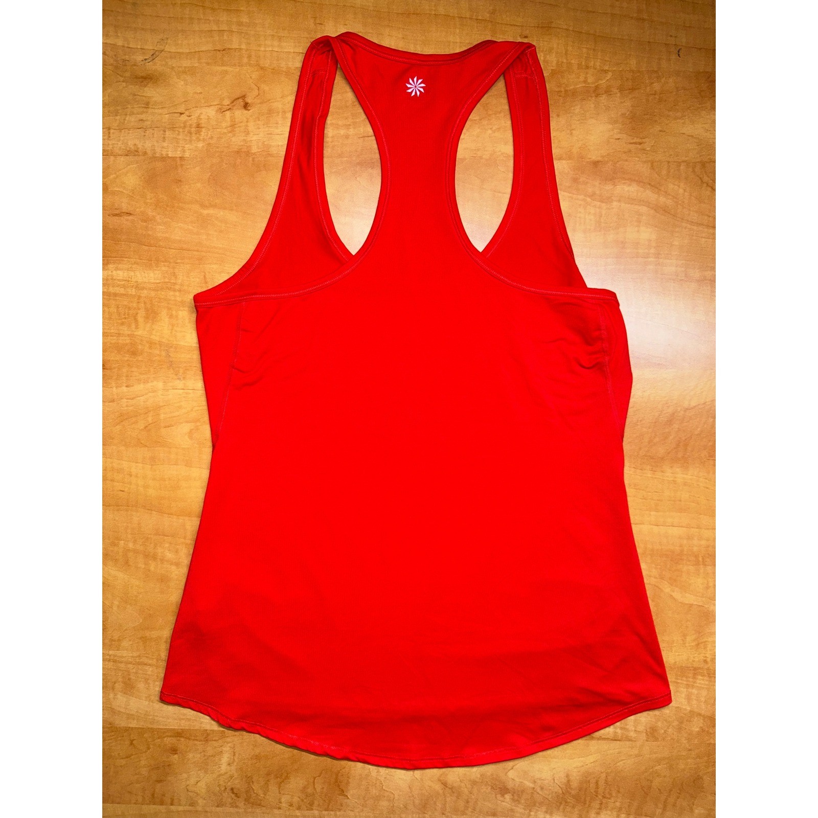 Athleta Womens Red Racerback Performance Tank Top Size S Scoop Neck Curved Hem