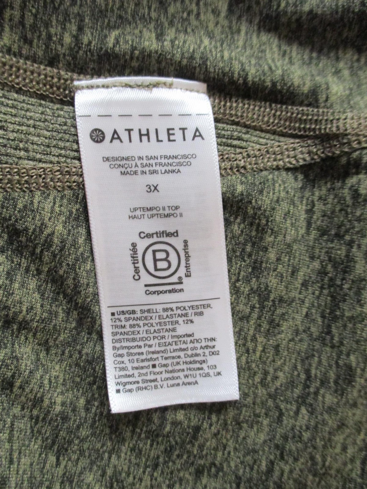 Athleta Pullover Womens 3X Plus Heather Green Uptempo II Scoop Neck Long Sleeve