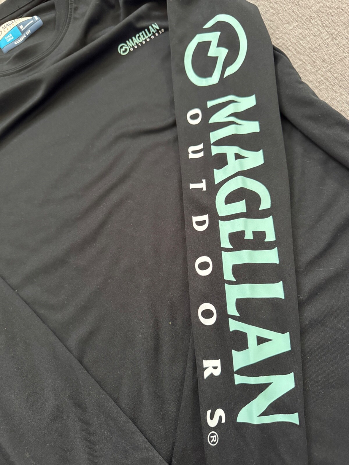 Magellan Outdoor Fish Gear Moisture Wicking Longsleeve Black Shirt Size M