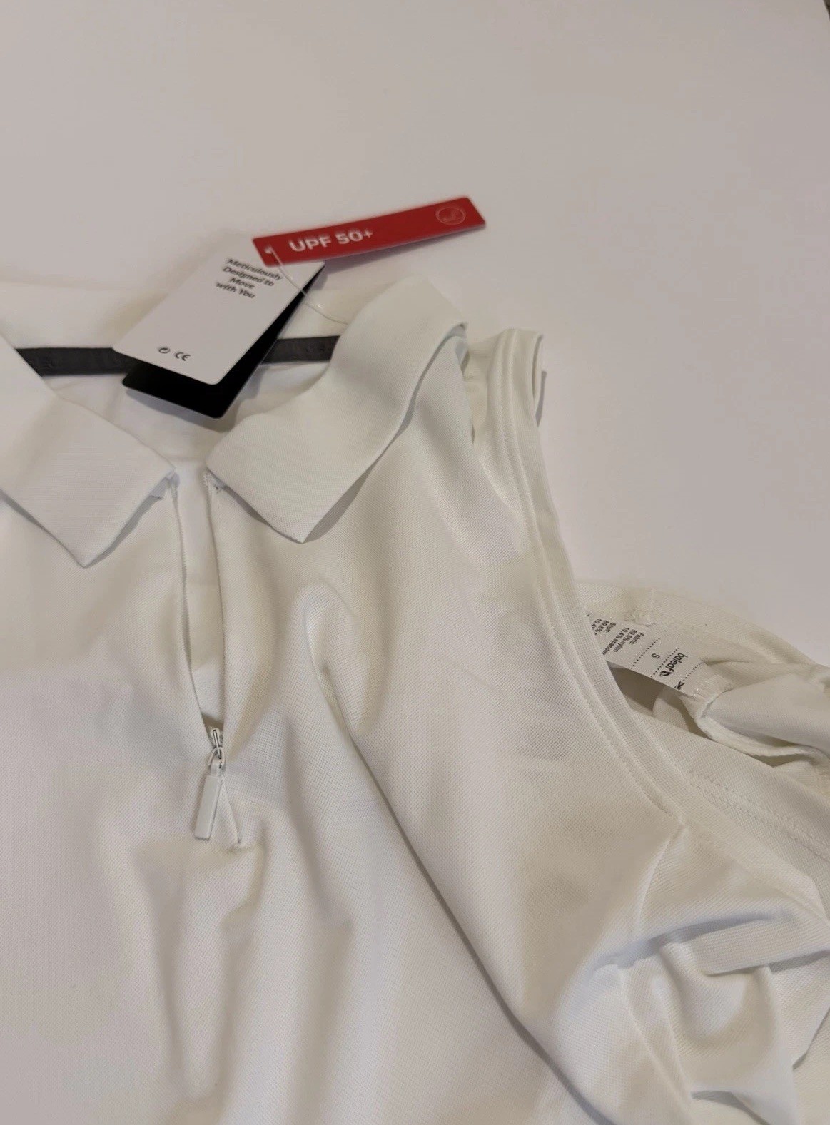 Baleaf Flyleaf Sleeveless Quarter-Zip Knit Polo Womens Sz Small White NWT