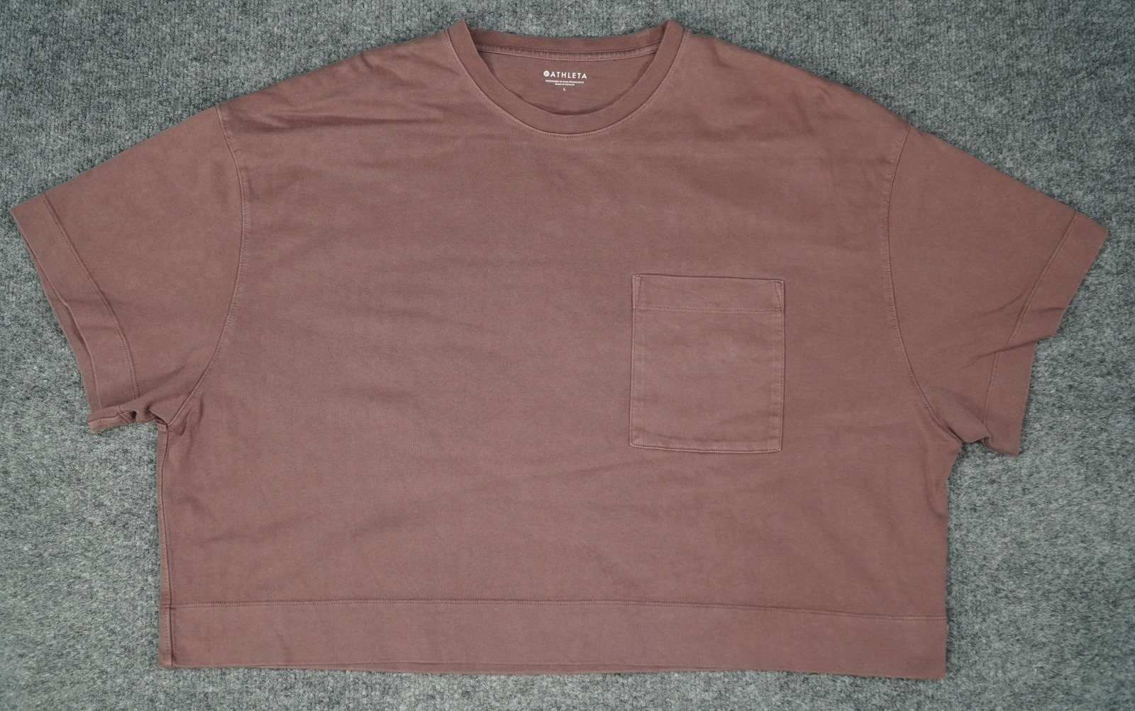 Athleta Shirt Womens Large Brown Heavyweight Cotton Oversized Crop Tee T-shirt