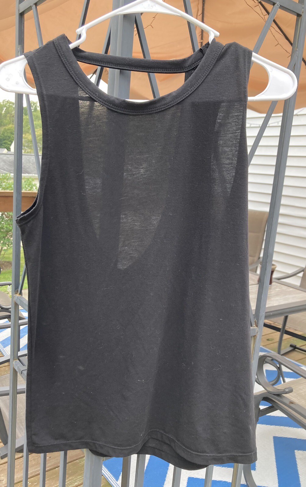 Kiragrace Tank Womens Small Black Sleeveless Strappy Back Flower Sheer