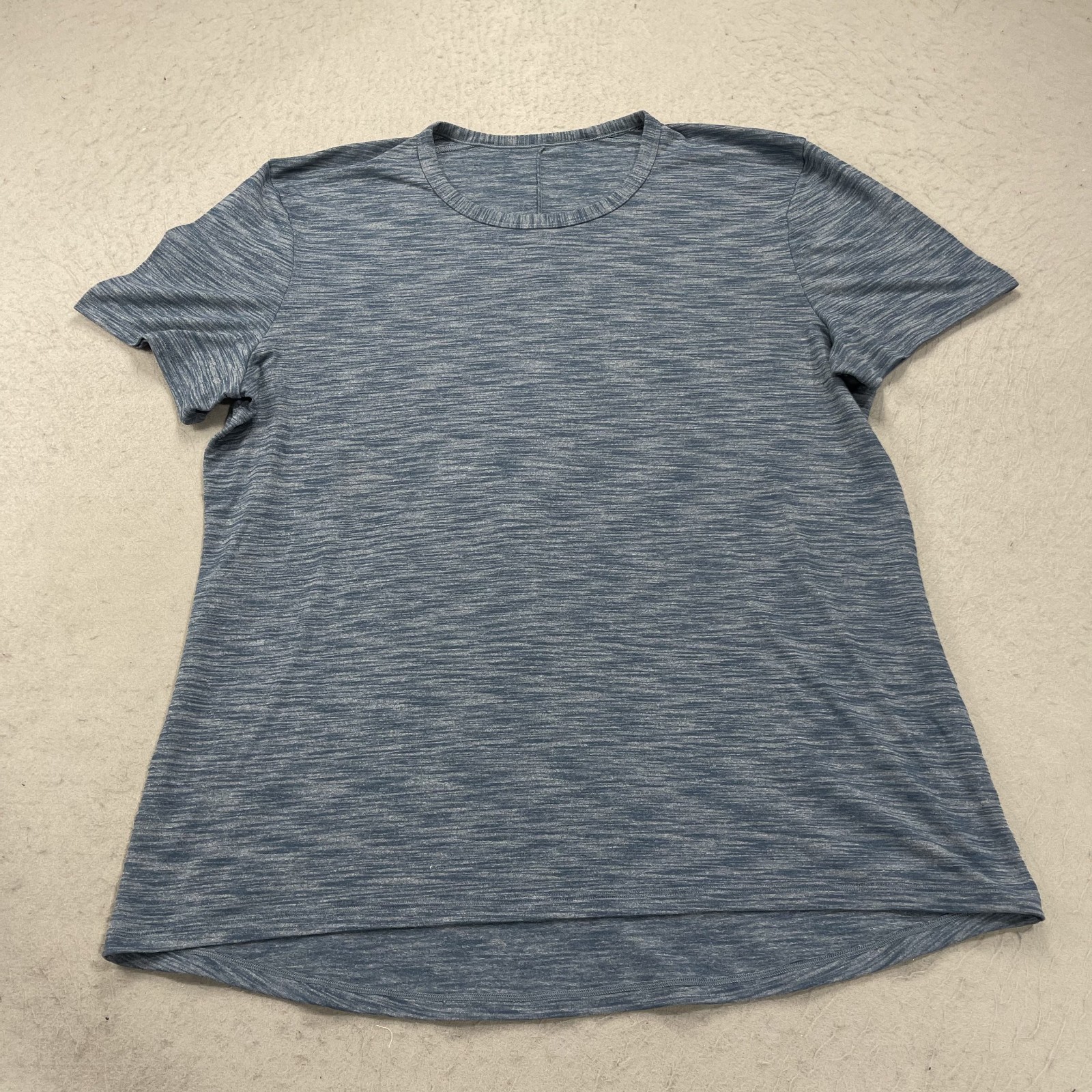 Lululemon Shirt Womens XL? Blue Space Dye Heather Pulse Slub Performance Top