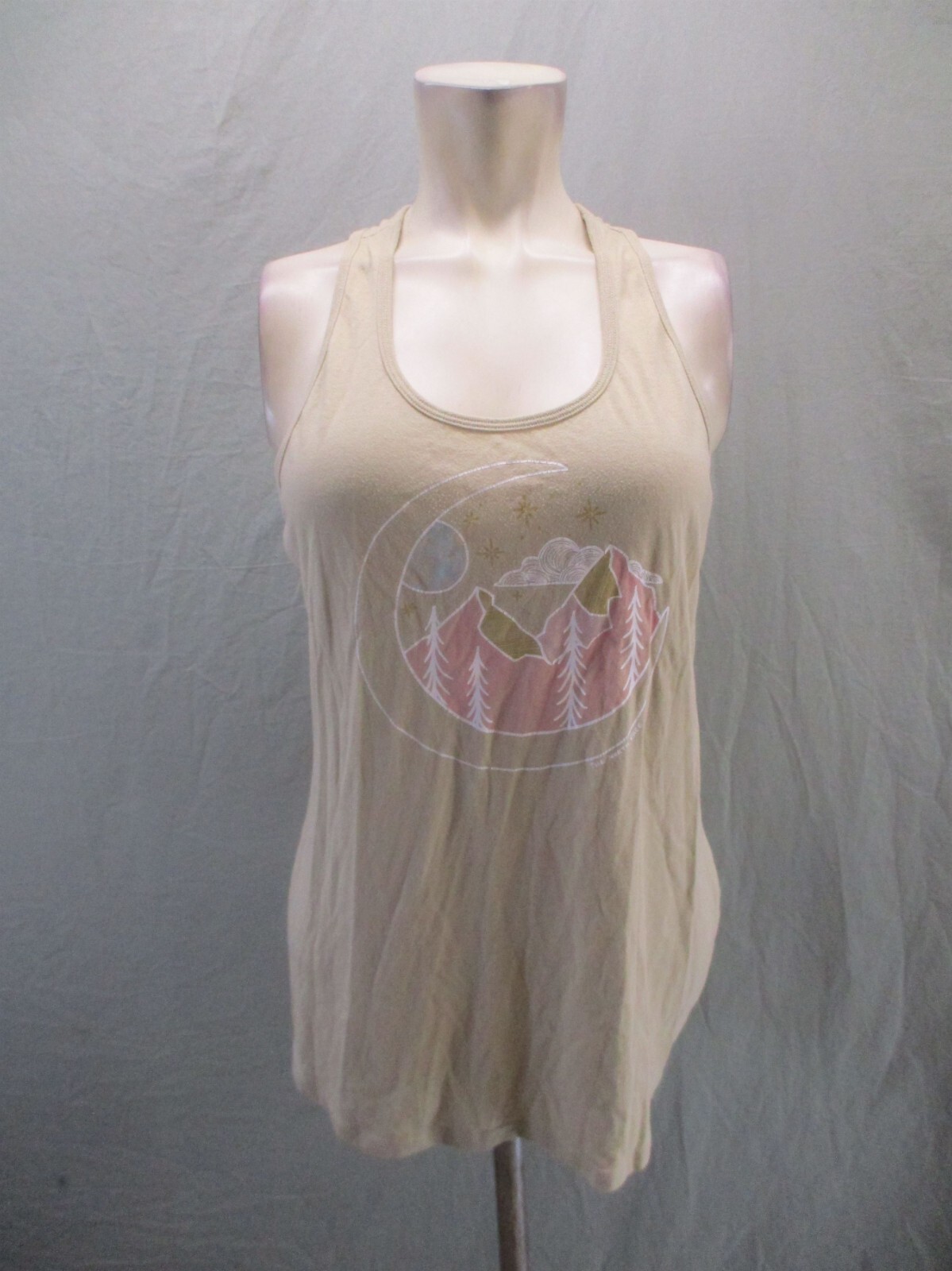 The North Face Size L Womens Beige Cotton Blend Athletic Racer Back Tank Top 780