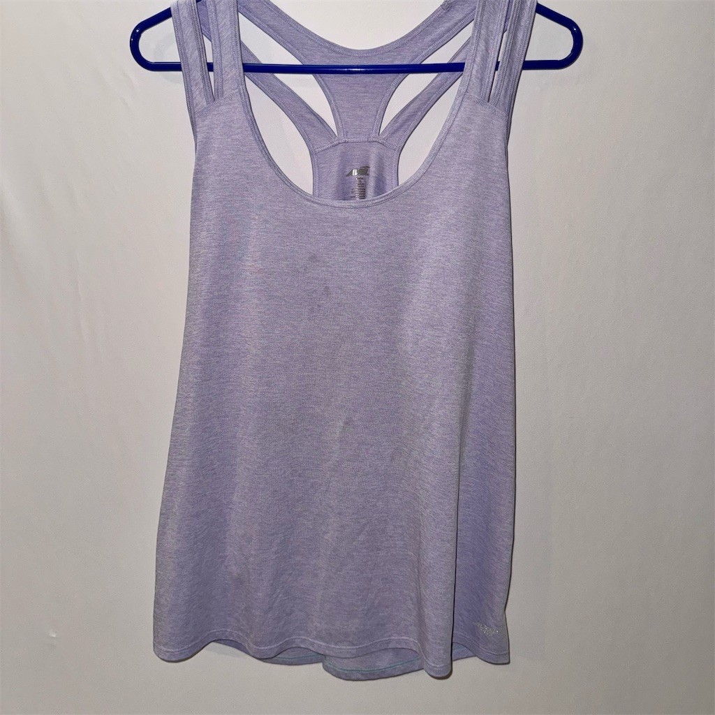 Avia Womens Athletic Tank Top Purple Heathered Racerback Built-In Bra L