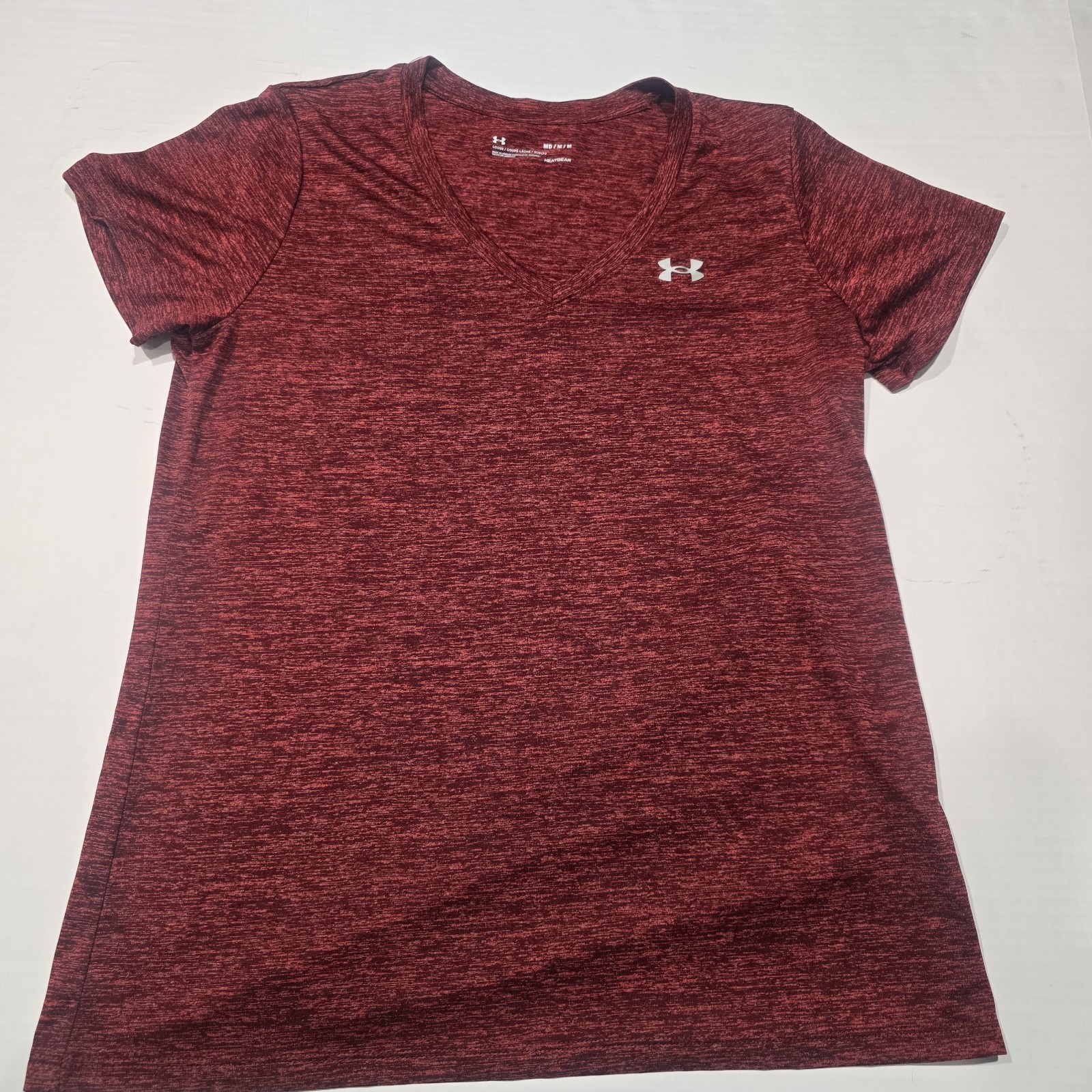 Burgundy Underarmour Womens Athletic Shirt Size Medium V Neck