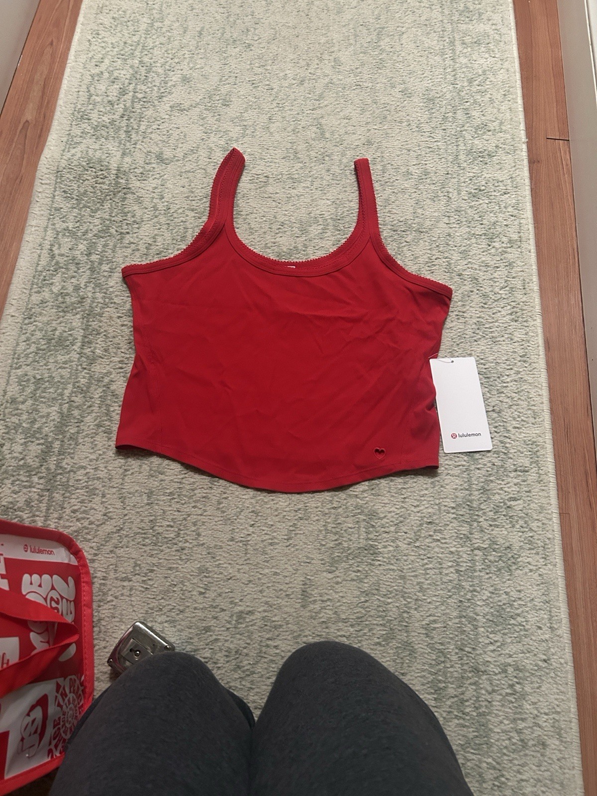 Lululemon Nulu rib cropped tank heart Lululemon Red Tank Top NWT