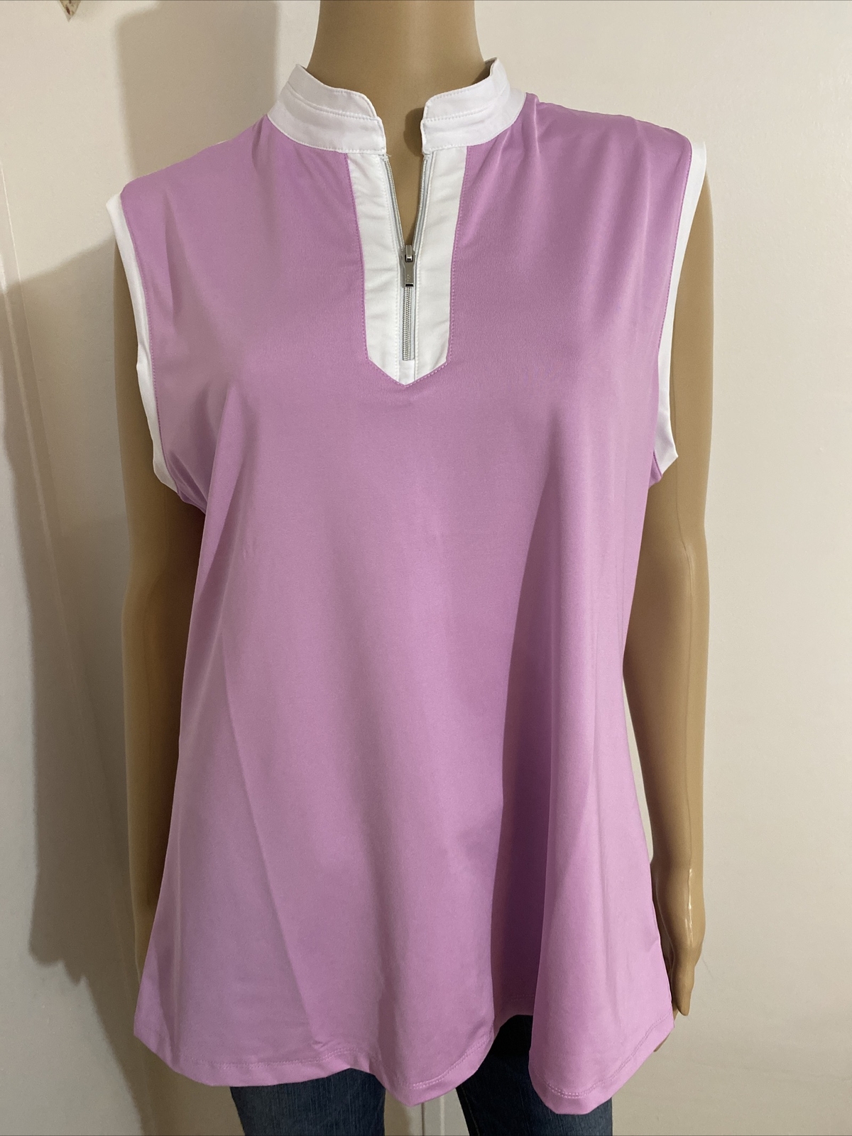 NIVO Performance Sleeveless Zip Placket Mock Neck Top Size XL Violet Women’s