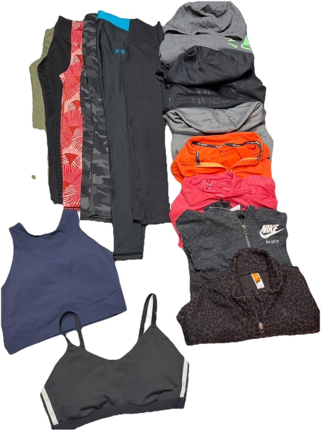 Lot Women’s Athletic XS 31 Total Pieces Leggings Shorts Tank Mixed Brands