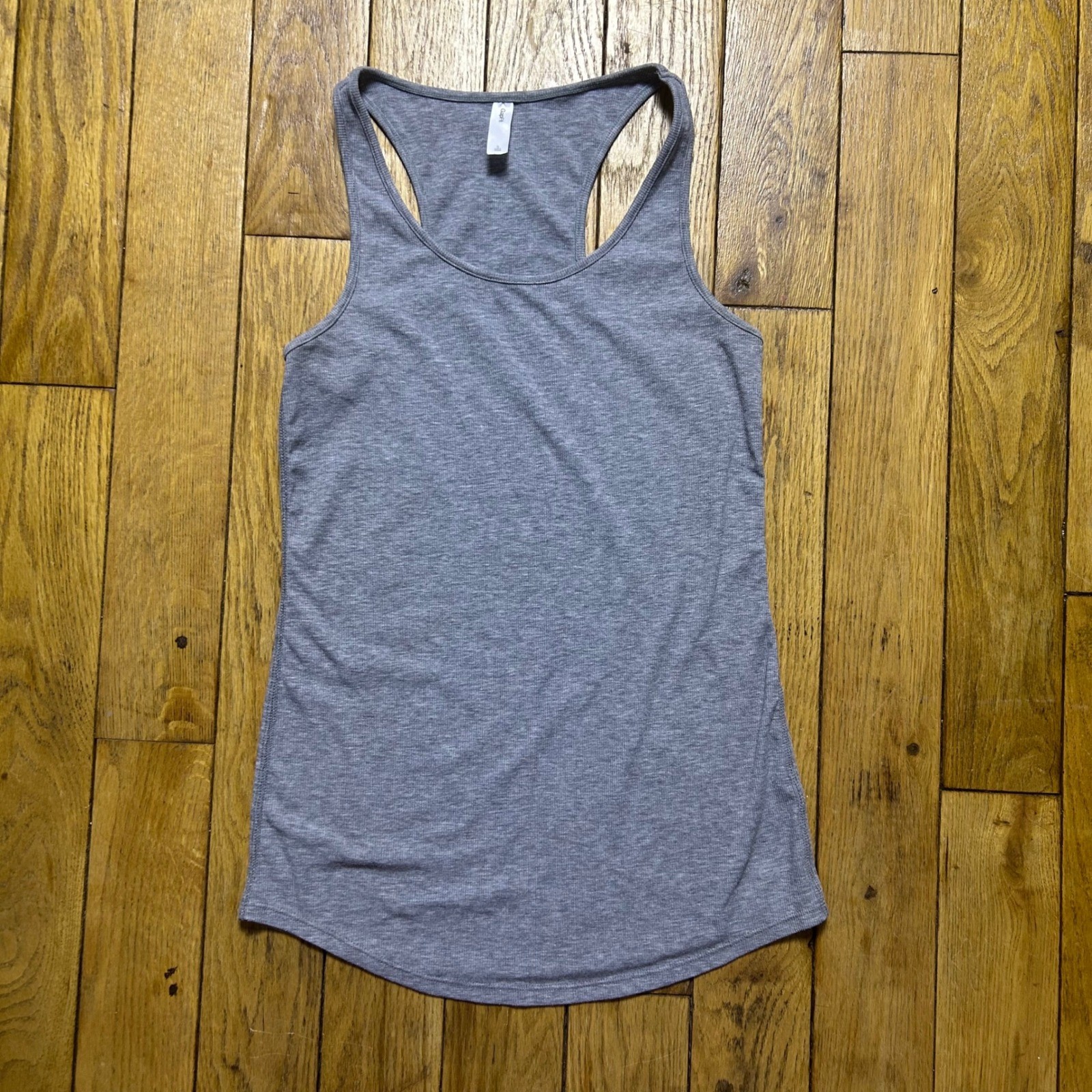 GapFit Womens Racerback Tank Top Heather Grey Ribbed Athletic Yoga Gym Size S