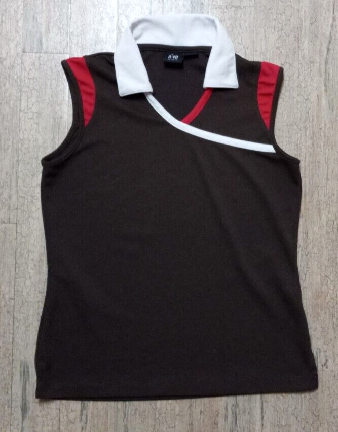 NVO Nivo Womens Tennis Golf Small Brown Pink Athletic Polo Sleeveless Top