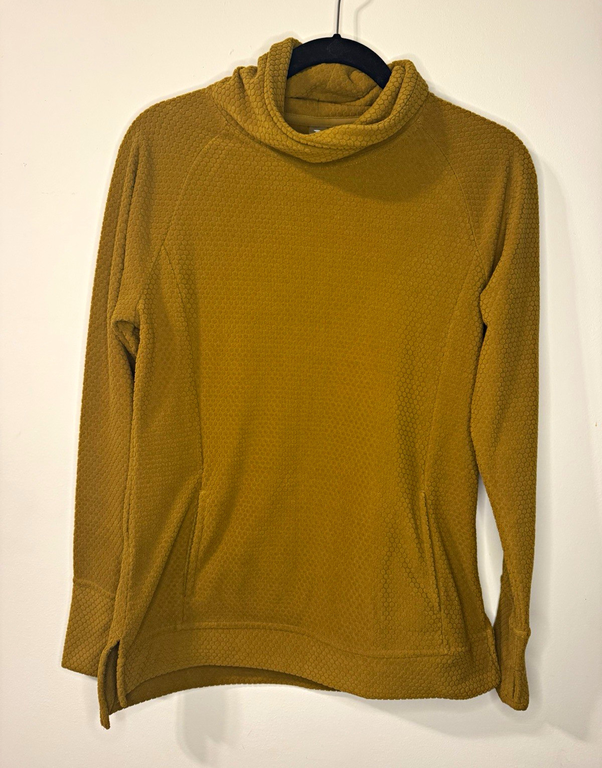 MTA Sport Women’s Brown Solid Long Sleeve Cowl Neck Pullover Pockets S