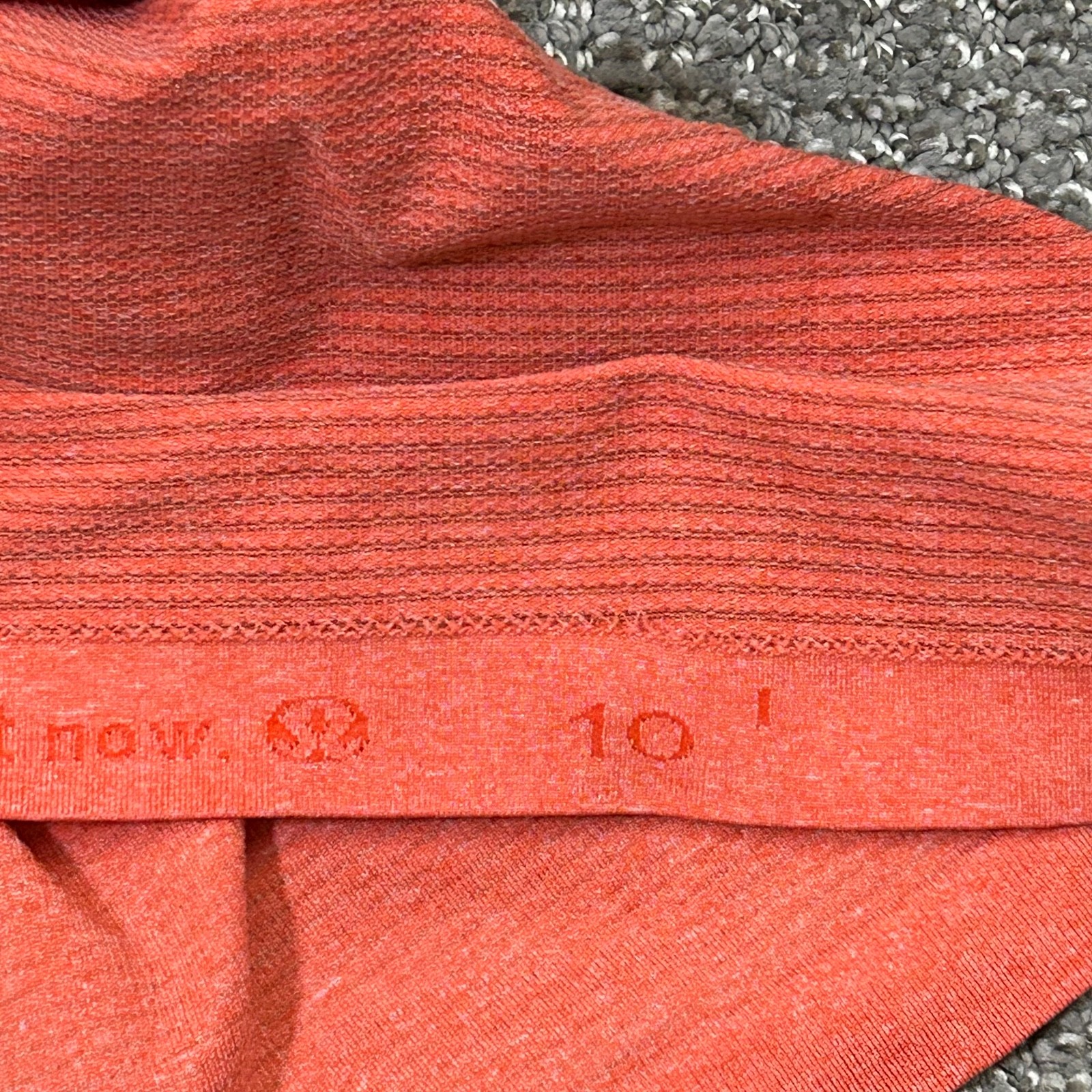Lululemon Swiftly Size 10 Tech Short Sleeve Running Shirt ~ Coral / Gray