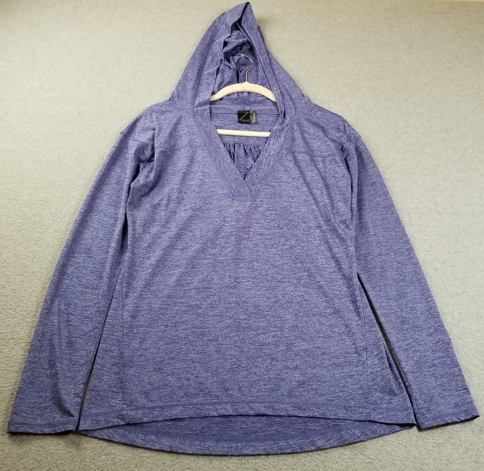 Z BY ZELLA Activewear Top Women’s Medium Violet Purple Long Sleeve V Neck Hoodie