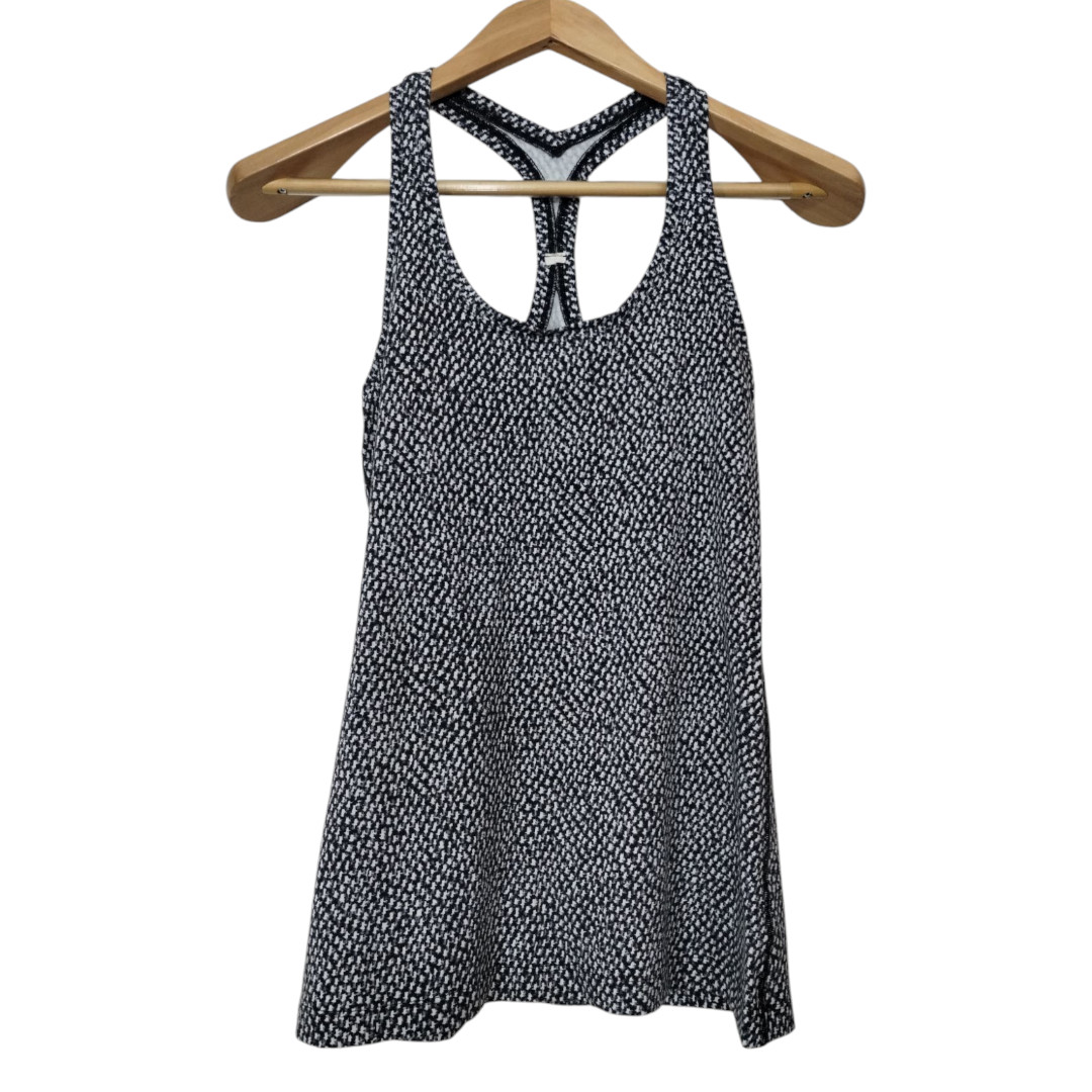 Lululemon Women’s Cool Racerback Frozen Fizz Tank Top Black White Training Yoga