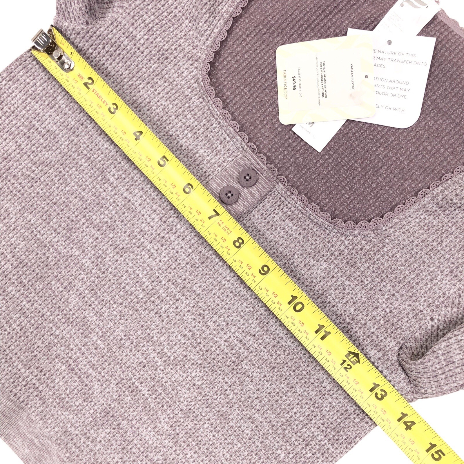 Fabletics Cable Knit Long-Sleeve Top Size Medium Light Purple NWT