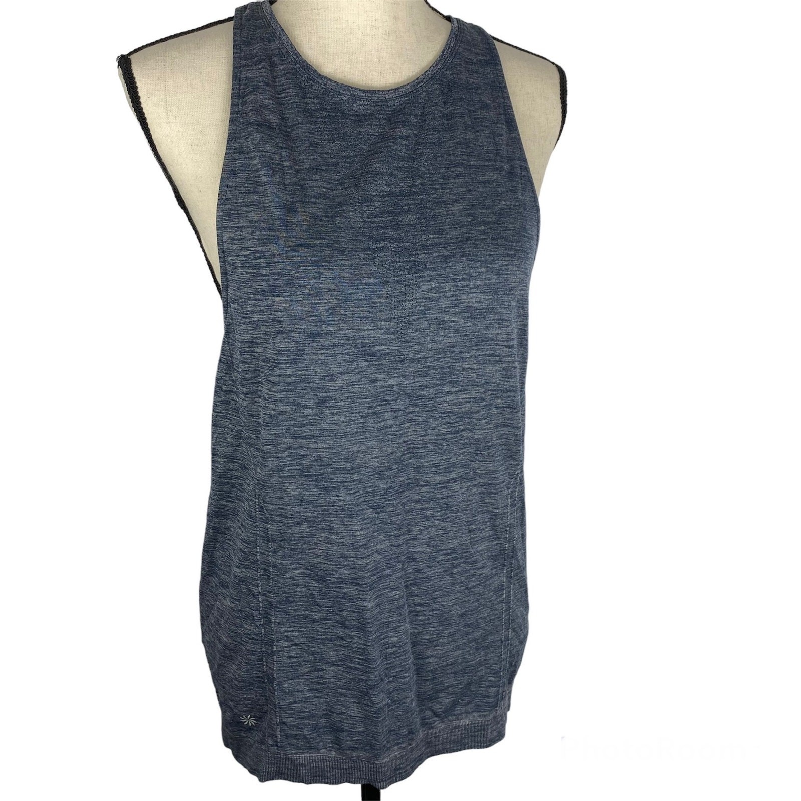 Athleta Womens Reverb Racerback Tank Top Heathered Blue Seamless Shirt Small