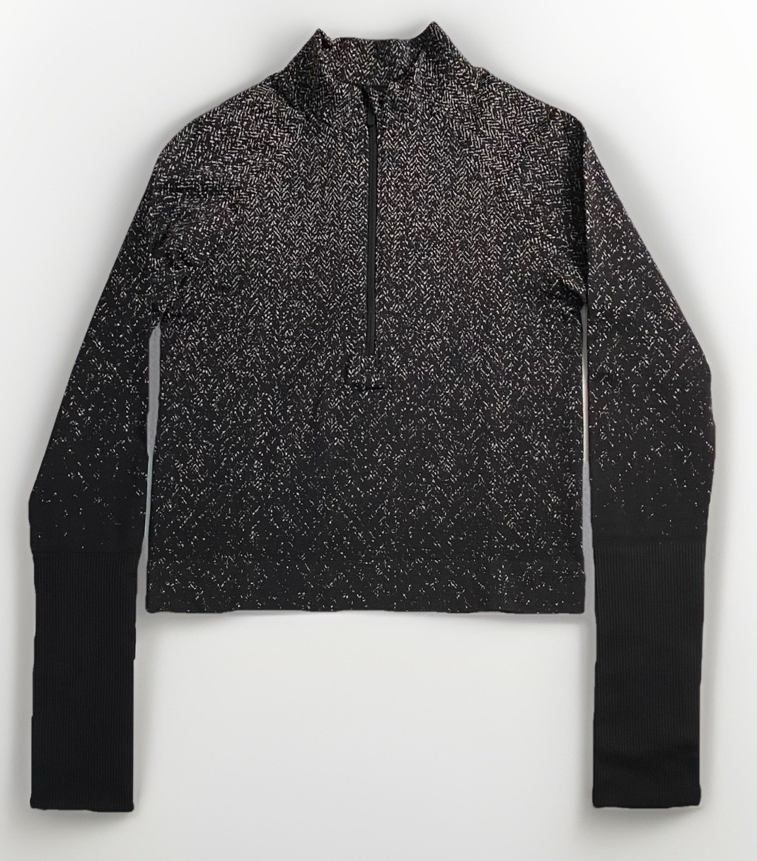 Lululemon Rest Less Cropped Half Zip Women’s Size 6 Herringbone Fade Black
