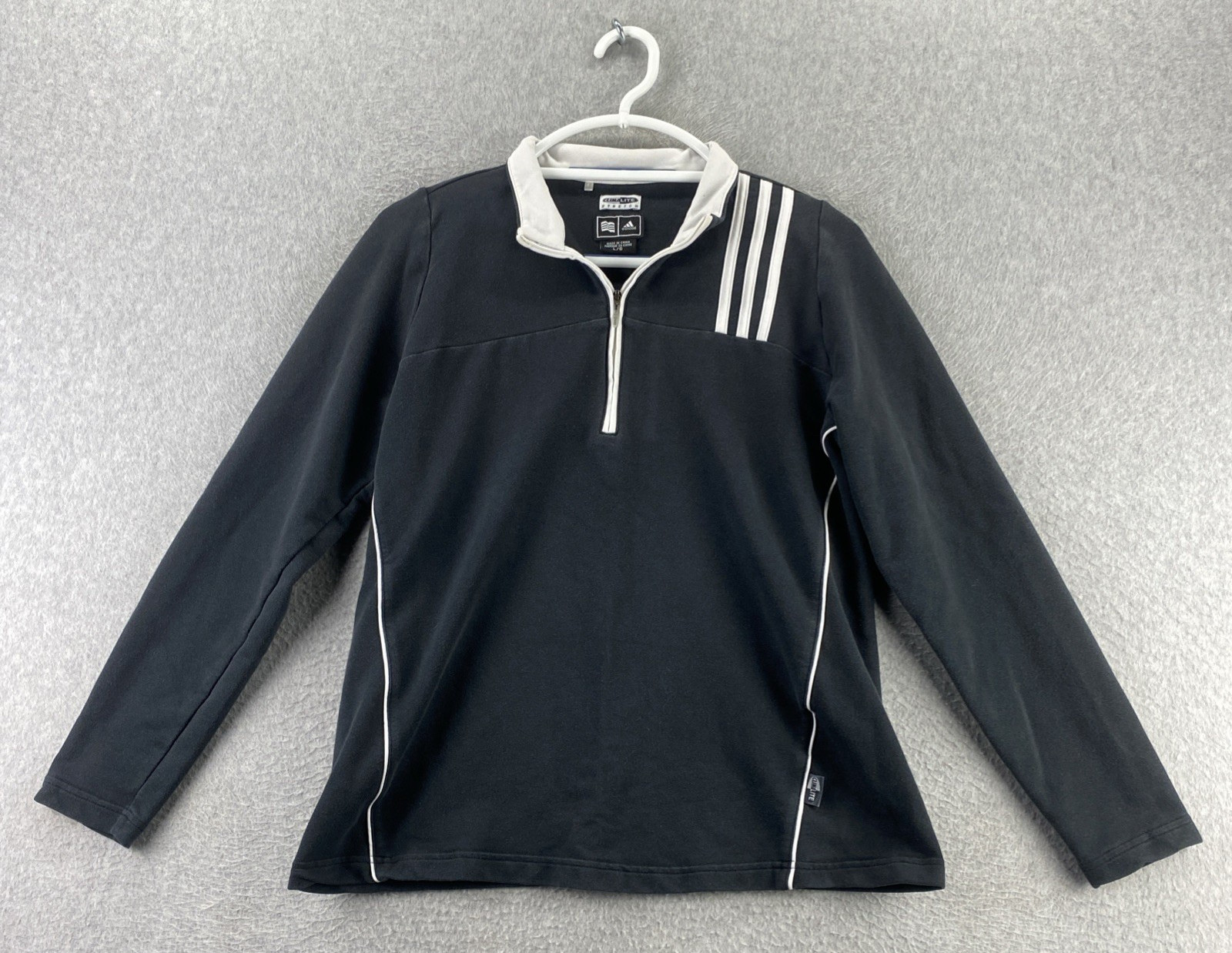 Adidas ClimaLite Stretch LG Black 1/4 Zip Pullover Long Sleeve Athletic Top