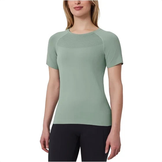Mondetta Women’s Fitted Active Seamless Short Sleeve T-Shirt, Green, Size XL
