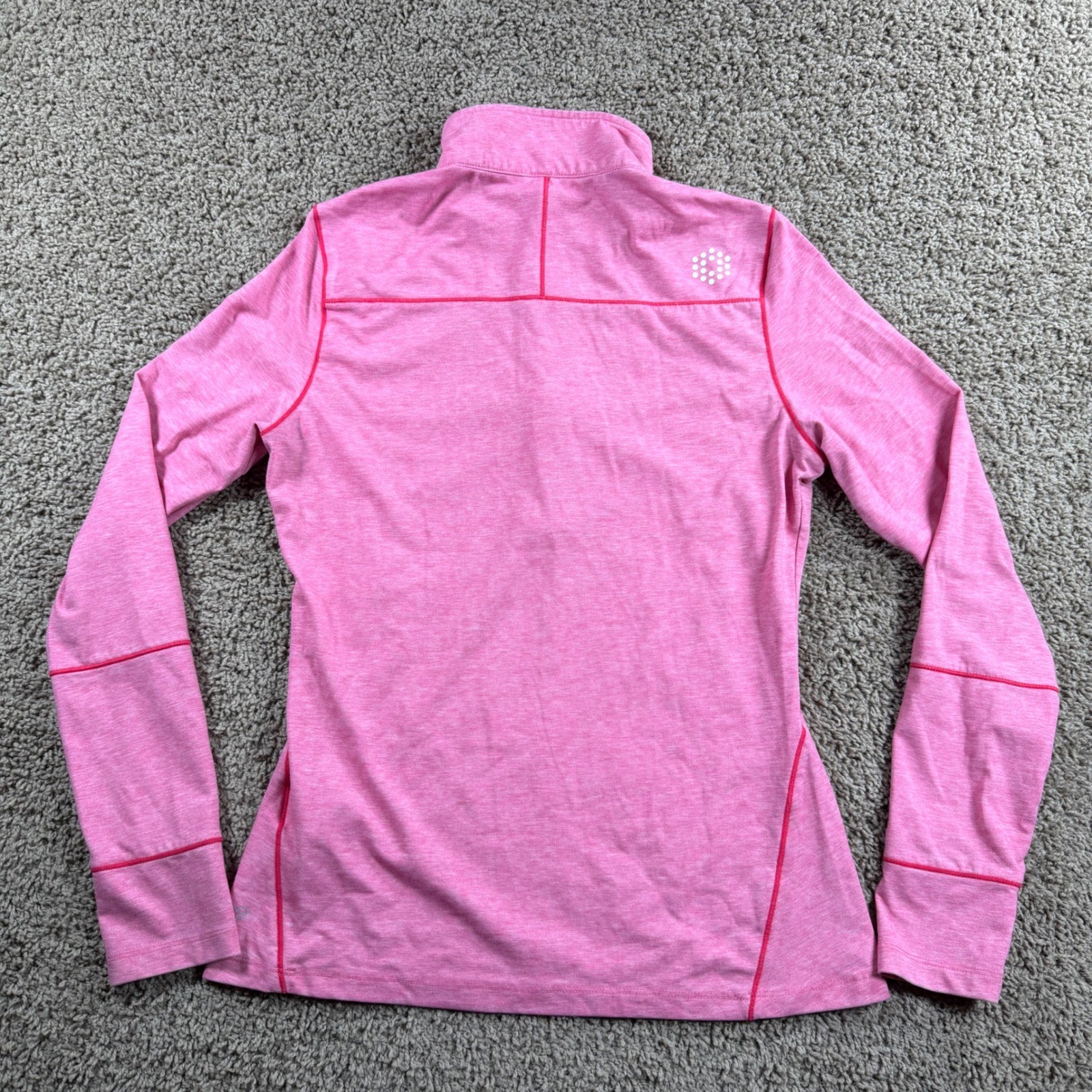Puma Pink Space Dye Quarter Zip Pullover Thumbhole Athletic Top Small retro Y2K