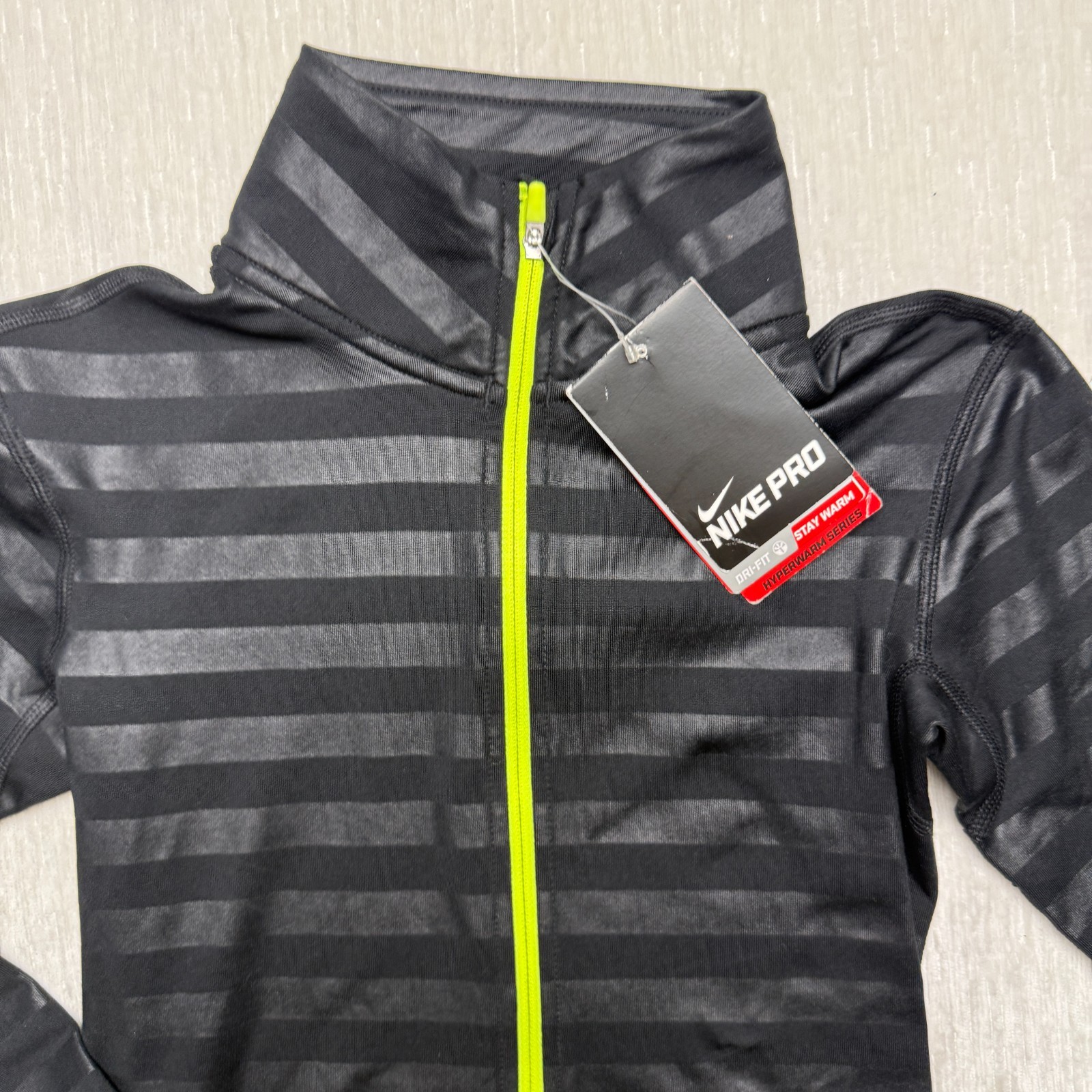 Nike Dri-Fit Pro Hyperwarm Base Layer Shirt 1/4 Zip Womens XS Black Thermal Neon