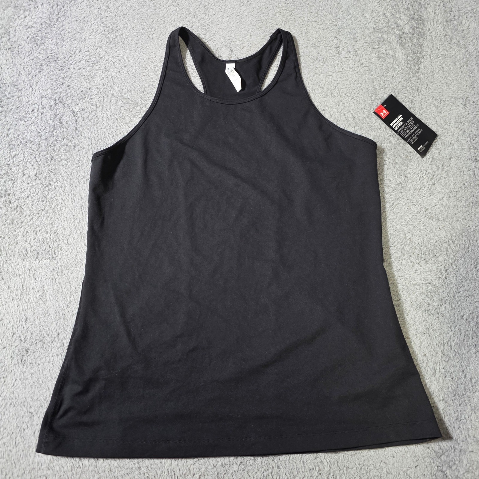 Under Armour Womens XL Tank Top Black HeatGear Racerback Fitted 1256410
