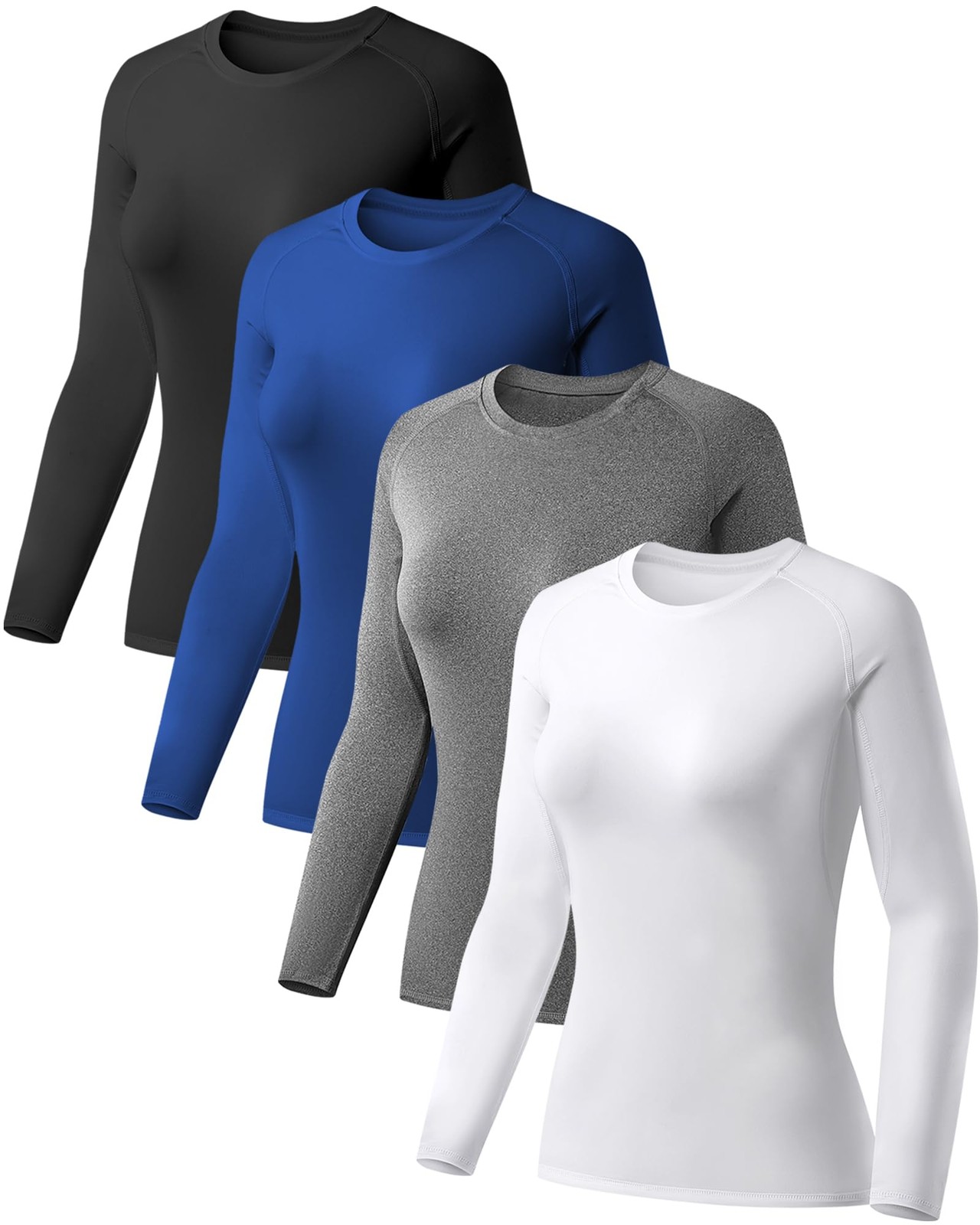 TELALEO 4 Pack Women’s Compression Shirt Long Sleeve Performance XXL