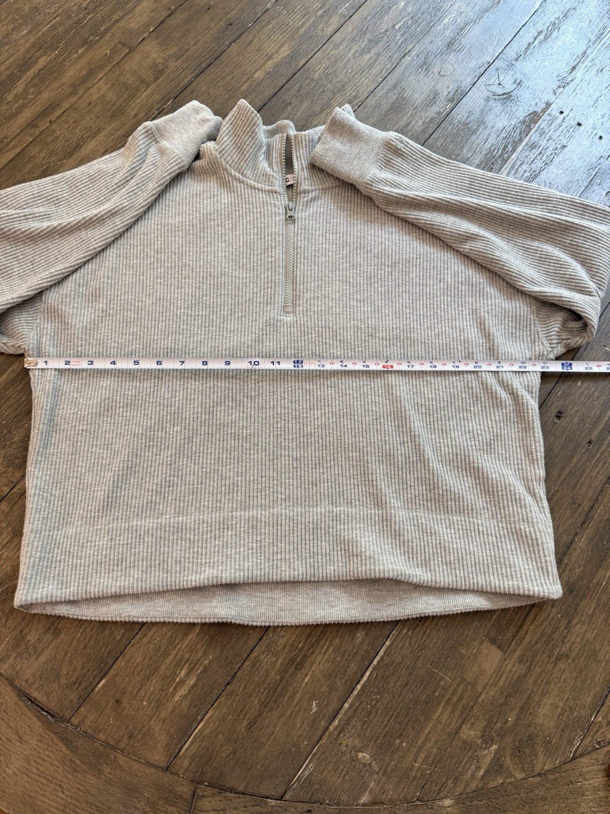DSG Gray Ribbed Quarter Zip Pullover Small Mock Neck Long Sleeve Top
