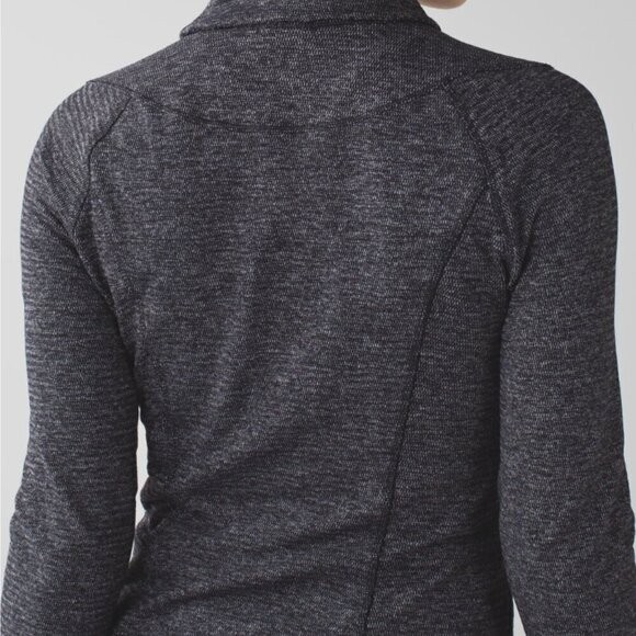 Lululemon Think Fast Pullover Sz 6 Mini Check Pique Heathered Black Yoga Run