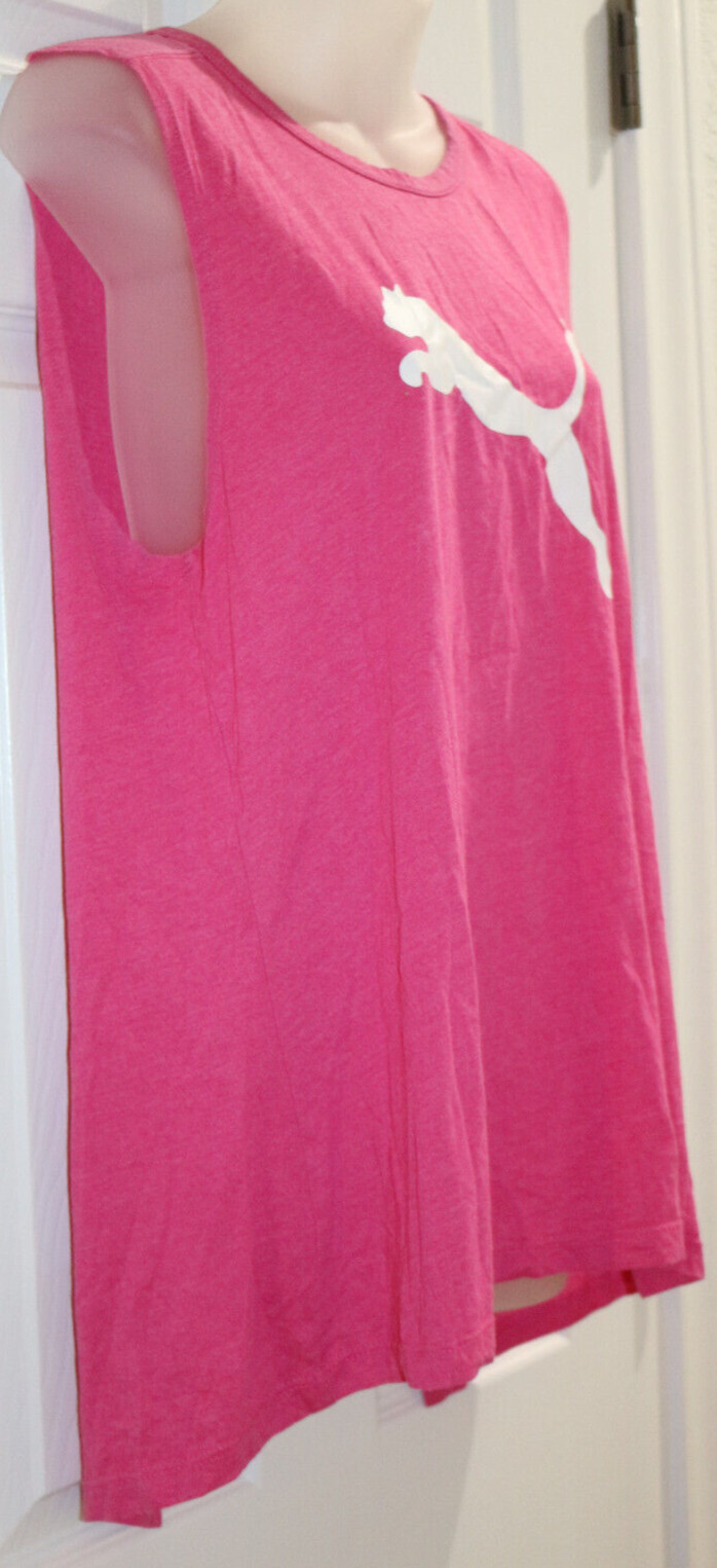 Puma Logo Workout Open Back Sleeveless Tee Sz M Pink