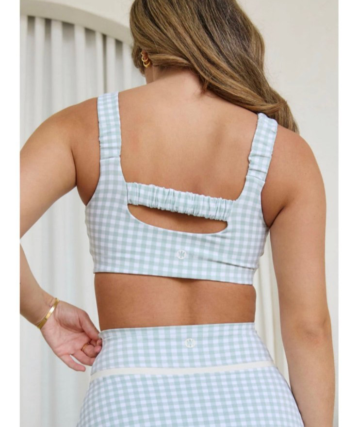 Astoria LUXE BALANCE Ruched Sports Crop – Jade Gingham Size M