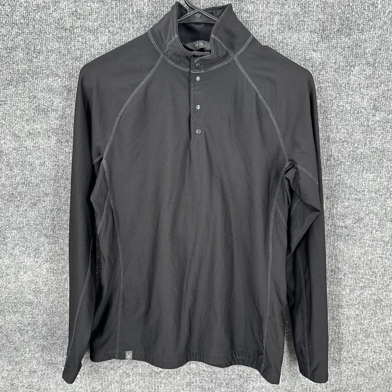 Ibex Base Layer Womens Woolies 3 Half Snap Black Merino Blend Versatile Sz Small