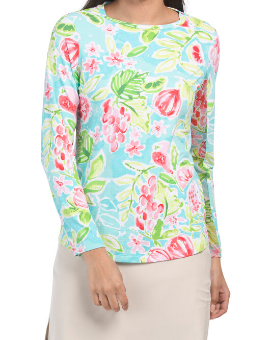 IBKUL Long Sleeve Top Plus Size XXL Tutti Seafoam Golf Tennis Pickleball