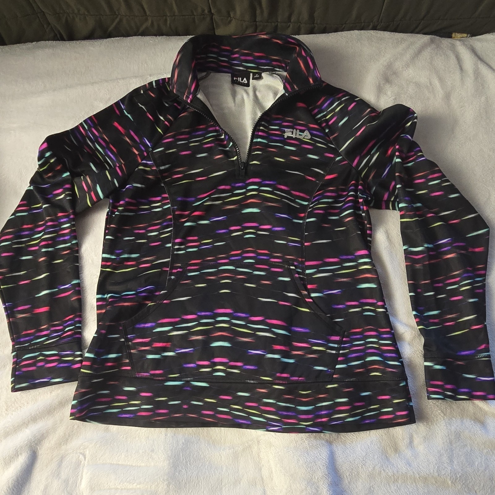 FILA Sport Performance Women’s M 1/4 Zip Mock Neck Long Sleeve Pullover Black