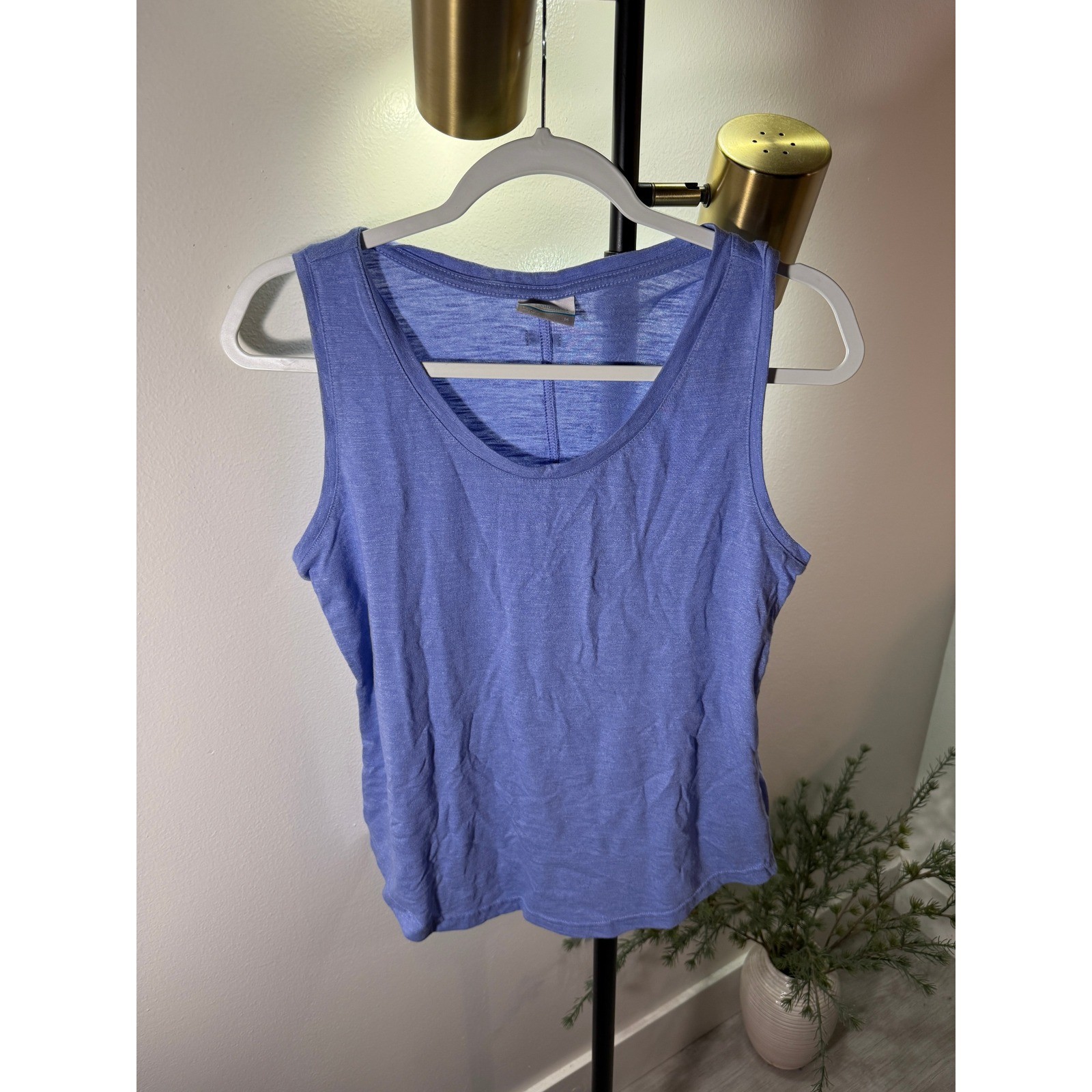 Columbia Womens Periwinkle Blue Slub Knit Scoop Neck Tank Top Activewear Medium