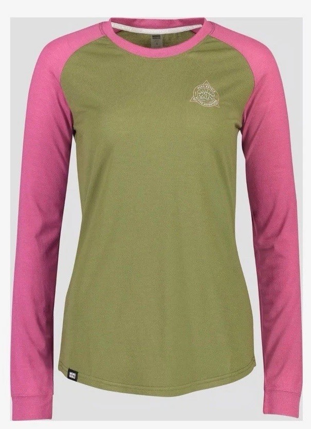 Women’s Mons Royale Icon Raglan Size Large, Pink Green