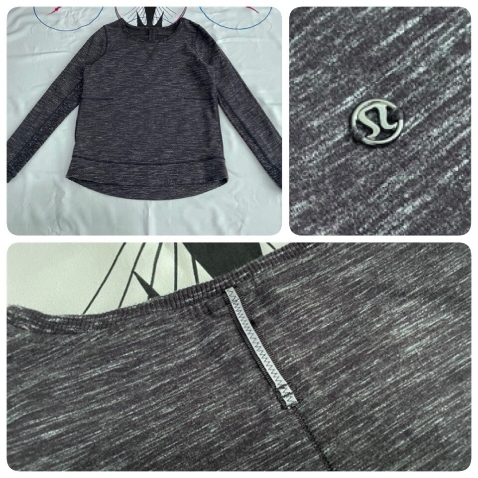 Womens Lululemon Exhalation Pullover II Sweater Heathered Marled Black 10